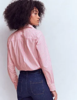 Boden Chemises & Blouses|Tops & T-Shirts-Chemise Sienna à détails Ivoire, rayé rose