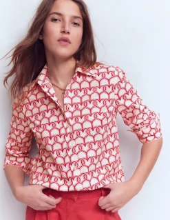 Boden Tops & T-Shirts|Chemises & Blouses-Chemise Sienna en coton Ivoire, motif Heart Link
