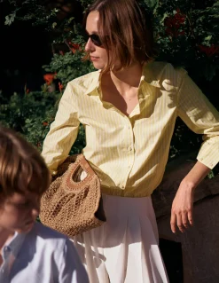 Boden Chemises & Blouses|Tops & T-Shirts-Chemise Sienna en coton Rayé jaune et ivoire