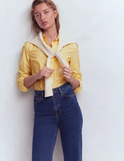 Boden Chemises & Blouses|Tops & T-Shirts-Chemise Sienna en coton Rayé jaune et ivoire