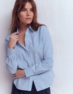 Boden Tenues De Travail|Chemises & Blouses-Chemise Sienna en coton Bleu à Fines Rayures
