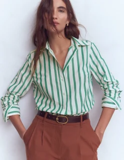 Boden Chemises & Blouses|Tops & T-Shirts-Chemise Sienna en coton Rayé vert et ivoire