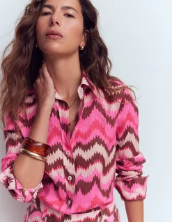Boden Ensembles Assortis|Tops & T-Shirts-Chemise Sienna en lin Rose puissant, motif Ikat