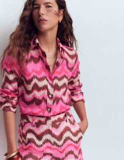 Boden Ensembles Assortis|Tops & T-Shirts-Chemise Sienna en lin Rose puissant, motif Ikat