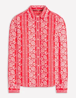 Boden Chemises & Blouses|Tops & T-Shirts-Chemise Sienna en lin Rouge, motif Ornate Floret