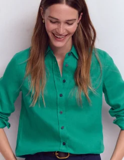 Boden Chemises & Blouses|Tops & T-Shirts-Chemise Sienna en lin Bleu sarcelle profond