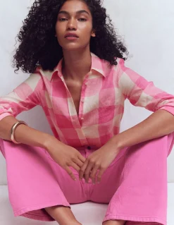 Boden Chemises & Blouses|Tops & T-Shirts-Chemise Sienna en lin Vichy Rose