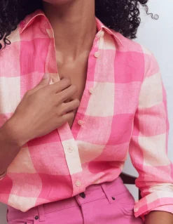 Boden Chemises & Blouses|Tops & T-Shirts-Chemise Sienna en lin Vichy Rose