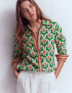 Boden Chemises & Blouses|Tops & T-Shirts-Chemise Sienna en lin Multi, motif Ornamental Stamp