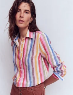 Boden Chemises & Blouses|Ensembles Assortis-Chemise Sienna en lin À Rayures Multicolores