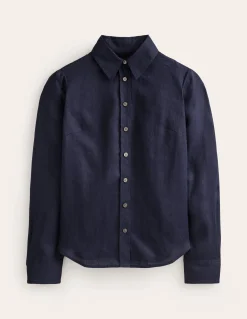 Boden Chemises & Blouses|Tops & T-Shirts-Chemise Sienna en lin Bleu Marine, Petits Pois