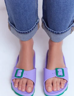 Boden Chaussures Plates|Sandales-Claquettes Lyla à boucle unique Lilas/vert