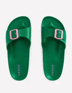 Boden Chaussures Plates|Sandales-Claquettes Lyla à boucle unique Vert/rose