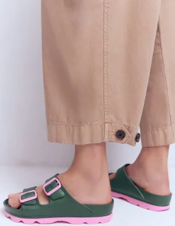 Boden Chaussures Plates|Sandales-Claquettes Lyla à double boucle Kaki/rose