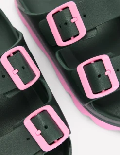 Boden Chaussures Plates|Sandales-Claquettes Lyla à double boucle Kaki/rose