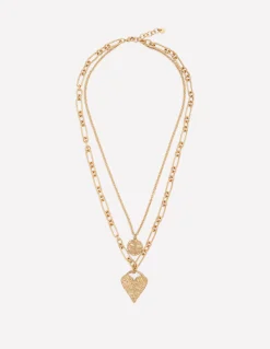 Boden Bijoux-Collier effet accumulation à cœur estampé Doré
