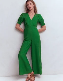 Boden Robes & Combinaisons|Robes Coupe Petite-Combinaison Anna en lin Vert des Highlands