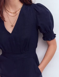 Boden Robes & Combinaisons|Robes Coupe Petite-Combinaison Anna en lin Bleu marine