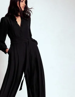 Boden Robes & Combinaisons|Robes Coupe Petite-Combinaison palazzo boutonnée Noir