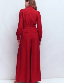 Boden Robes & Combinaisons|Robes Coupe Petite-Combinaison palazzo boutonnée Pourpre