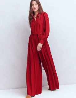 Boden Robes & Combinaisons|Robes Coupe Petite-Combinaison palazzo boutonnée Pourpre