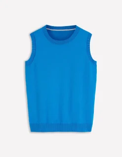 Boden Tenues De Travail|Pulls & Gilets-Débardeur à col rond Emilia en coton Bleu Martin-pêcheur