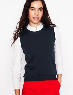 Boden Tenues De Travail|Pulls & Gilets-Débardeur à col rond Emilia en coton Bleu Marine