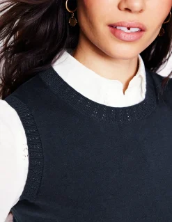 Boden Tenues De Travail|Pulls & Gilets-Débardeur à col rond Emilia en coton Bleu Marine