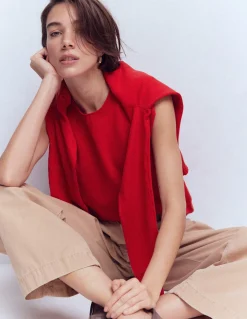 Boden Tenues De Travail|Pulls & Gilets-Débardeur à col rond Emilia en coton Rouge Mérida