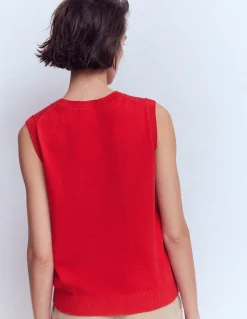 Boden Tenues De Travail|Pulls & Gilets-Débardeur à col rond Emilia en coton Rouge Mérida