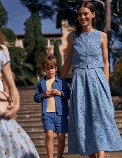 Boden Chemises & Blouses|Ensembles Assortis-Débardeur Andrea en dentelle Bleu barbeau