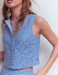Boden Chemises & Blouses|Ensembles Assortis-Débardeur Andrea en dentelle Bleu barbeau