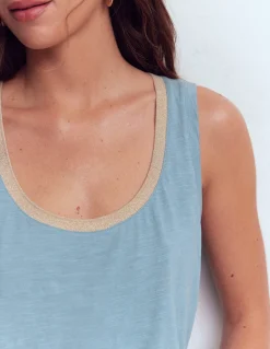 Boden Tops & T-Shirts-Débardeur col U à détails métallisés Bleu français