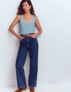 Boden Tops & T-Shirts-Débardeur col U à détails métallisés Bleu français