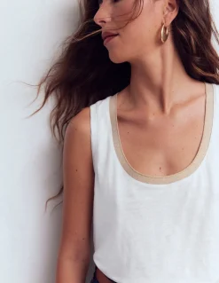 Boden Tops & T-Shirts-Débardeur col U à détails métallisés Blanc