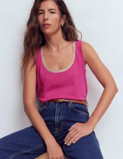 Boden Tops & T-Shirts-Débardeur col U à détails métallisés Rose cosmos