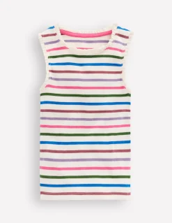 Boden Tops & T-Shirts-Débardeur côtelé à bordure en dentelle À Rayures Multicolores