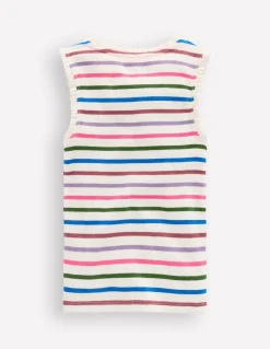Boden Tops & T-Shirts-Débardeur côtelé à bordure en dentelle À Rayures Multicolores
