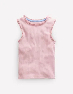 Boden Tops & T-Shirts-Débardeur côtelé à bordure en dentelle Artic Marl