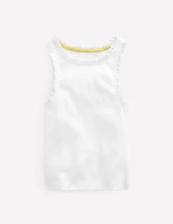 Boden Tops & T-Shirts-Débardeur côtelé à bordure en dentelle Blanc