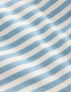 Boden Tops & T-Shirts-Débardeur côtelé à bordure en dentelle Rayé bleu glacier