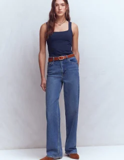 Boden Tenues De Travail|Tops & T-Shirts-Débardeur double épaisseur à col carré Bleu marine