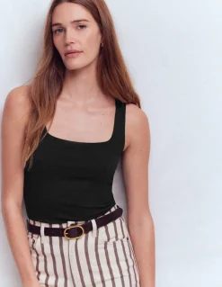 Boden Tenues De Travail|Tops & T-Shirts-Débardeur double épaisseur à col carré Noir