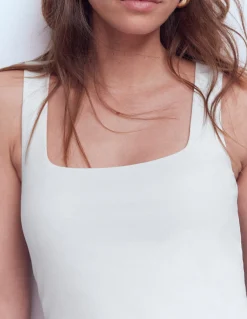 Boden Tenues De Travail|Tops & T-Shirts-Débardeur double épaisseur à col carré Blanc