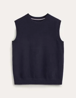 Boden Cachemire|Tenues De Travail-Débardeur Eva en cachemire Bleu Marine, Petits Pois