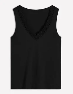 Boden Tops & T-Shirts-Débardeur Flora ultra-doux à détails en dentelle Beauté noire