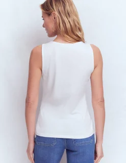 Boden Tops & T-Shirts-Débardeur Flora ultra-doux à détails en dentelle Blanc brillant