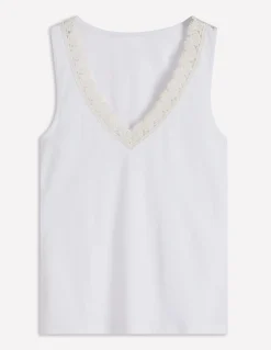 Boden Tops & T-Shirts-Débardeur Flora ultra-doux à détails en dentelle Blanc brillant