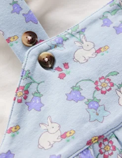 Boden Barboteuses & Ensembles-Ensemble avec salopette en jersey Fleurs et lapins bleu brumeux