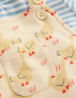 Boden Barboteuses & Ensembles-Ensemble avec salopette en jersey Oies écru